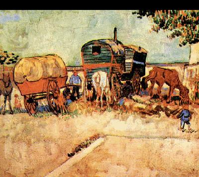Vincent Van Gogh Encampment of Gypsies with Caravan